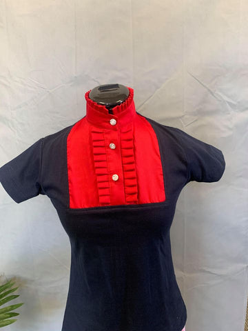 Frill Shirt - Red Frill / Navy Tee