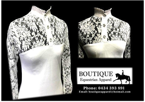 Lace Long Sleeve Frill Shirt - White