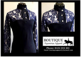 Lace Long Sleeve Frill Shirt - Navy