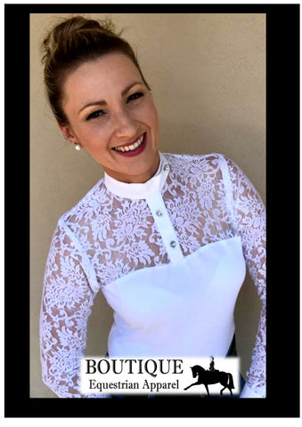 Lace Long Sleeve Shirt with Ratcatcher Collar - White