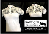 Lace Short Sleeve Shirt with Ratcatcher Collar - White