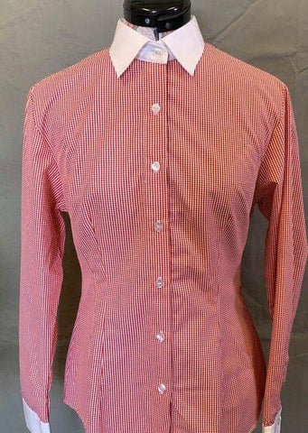 Red Check Long Sleeve Show Shirt with Standard Collar