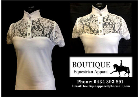 Lace Short Sleeve Frill Shirt - White