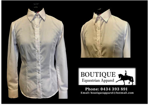 Long Sleeve Show Shirt with Standard Collar - White